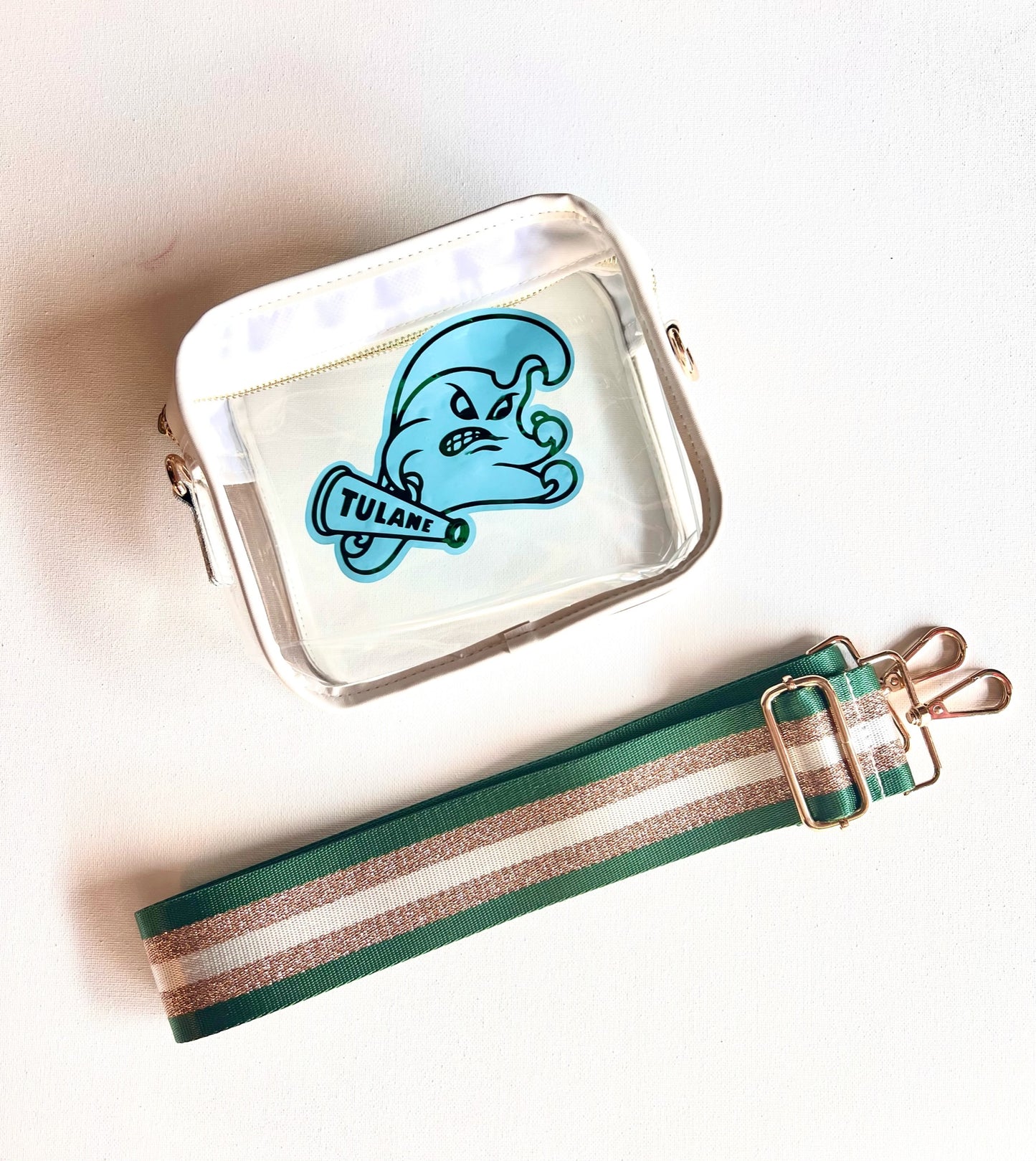 Brighton Bag / White / Wave Blue / Green & White Fender Strap