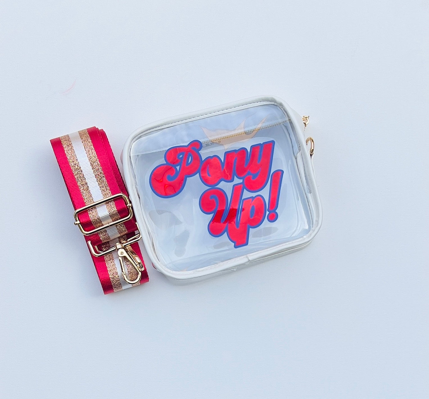 Brighton Bag / White / Pony Up! / Red & Gold Fender Strap