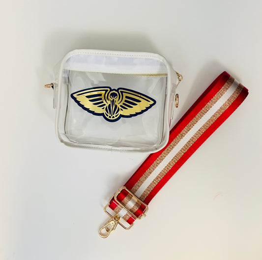 Brighton Bag / White / Gold Pelican / Red & Gold Fender Strap