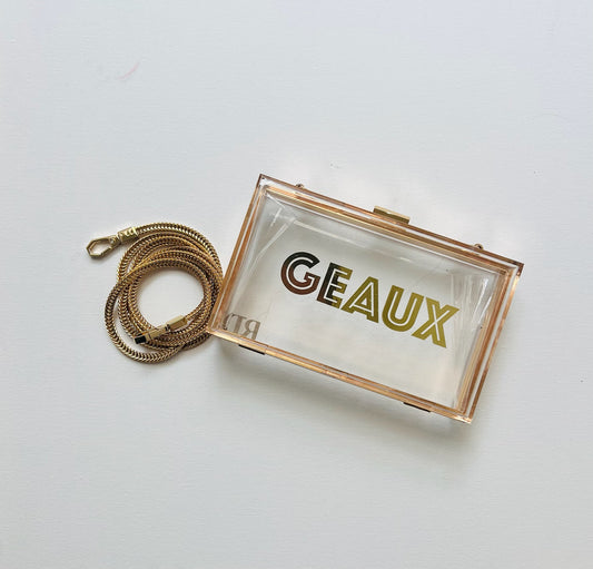 Everly Bag / "Geaux" Gold Lettering / Gatsby Font